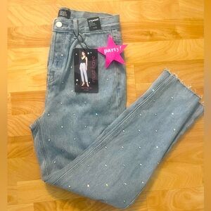 Simple Society straight super HighRise  Buttonflywith rhinestonejeans size 3/26